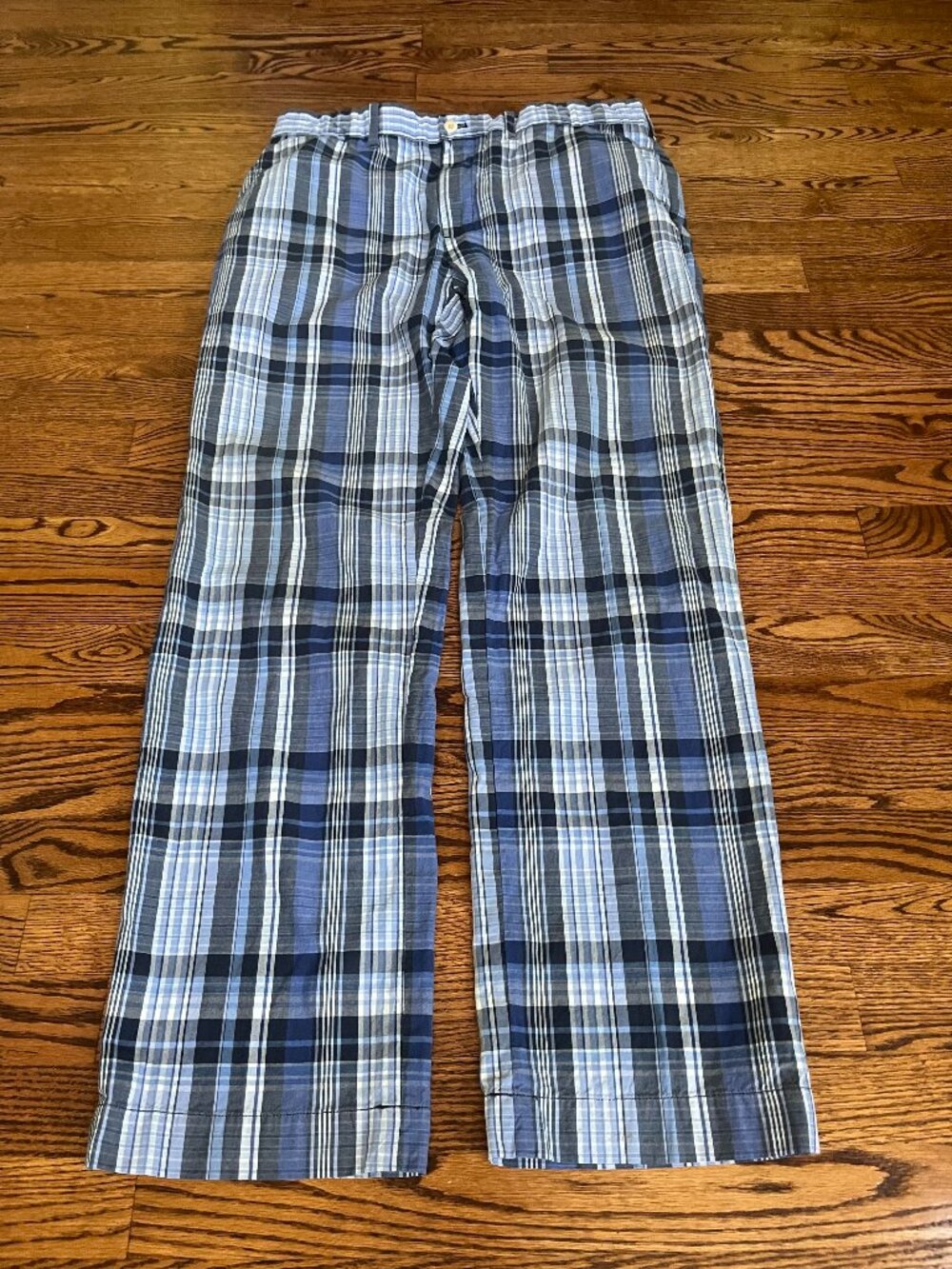 Vintage Polo Ralph Lauren Mens 36x34 Blue Plaid Lightweight Golf Casual Pants